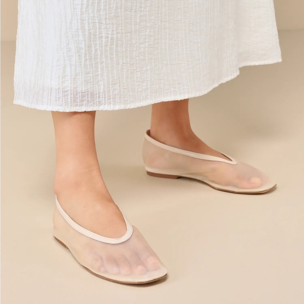 Beige Sheer Mesh Flats